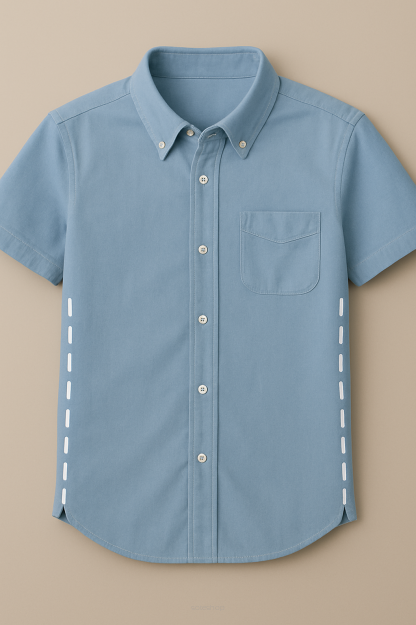 Wszywanie boków w koszuli z rozporkiem