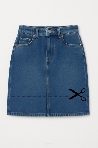 Skrócenie spódnicy jeansowej (podwinięcie oryginalny dół)