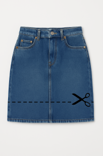 Skrócenie spódnicy jeansowej (podwinięcie oryginalny dół)