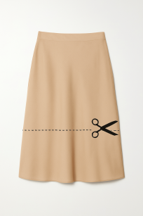 Skrócenie spódnicy wiskozowej (maszynowo)