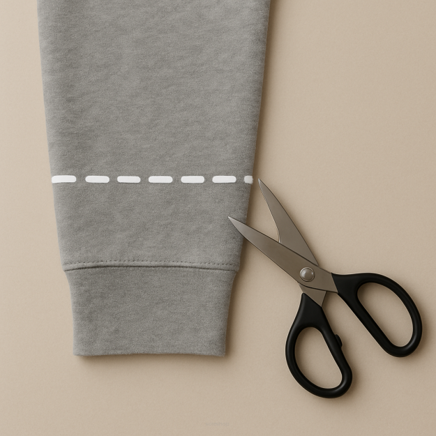 Skrócenie rękawów w kurtce letniej, bluzie lub polarze