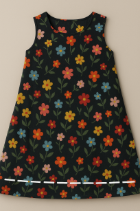 Skrócenie sukienki bez podszewki (przeszycie stebnówką)