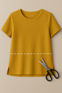 Skrócenie dołu bluzki z rozporkiem