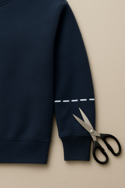 Skracanie rękawów – bluza polarowa ze ściągaczem