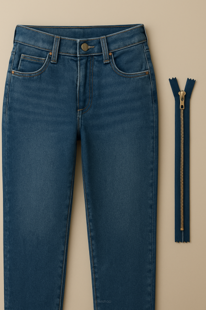 Wymiana zamka w spodniach jeansowych - zamek metalowy - (cena z zamkiem)